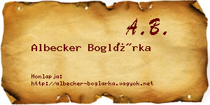 Albecker Boglárka névjegykártya