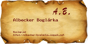 Albecker Boglárka névjegykártya