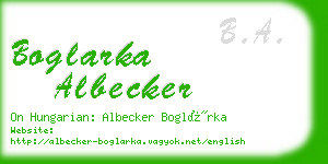 boglarka albecker business card